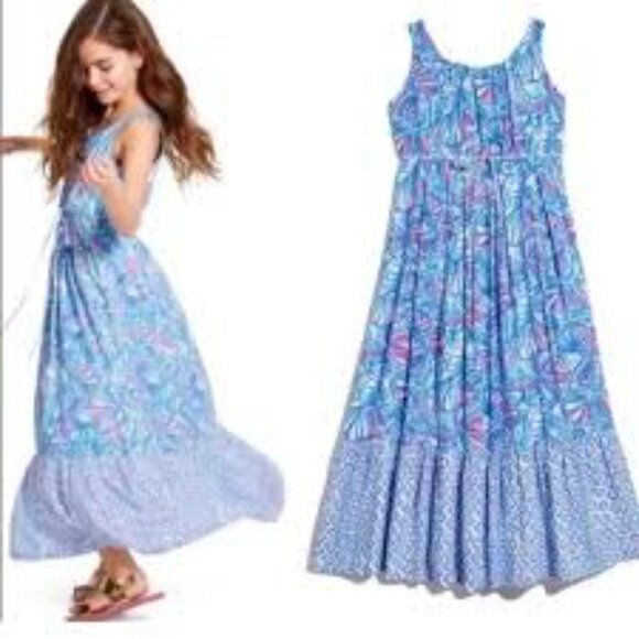 Lilly Pulitzer Dresses & Skirts - Lilly Pulitzer Maxi Dress Girls Size XL Blue Pink 20th Anniversary Collection